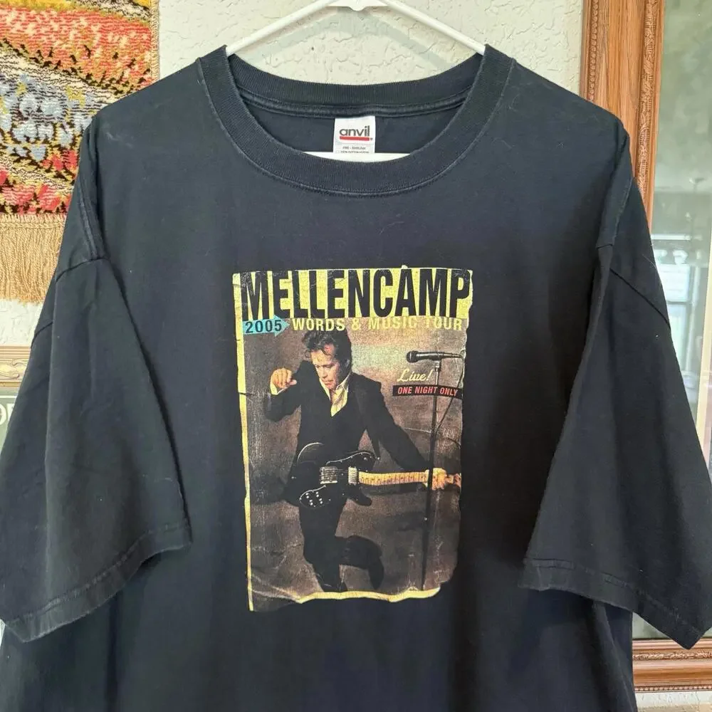 Vintage 2005 John Mellencamp Words And Music Black‎ Rock Tour Shirt Size 2XL